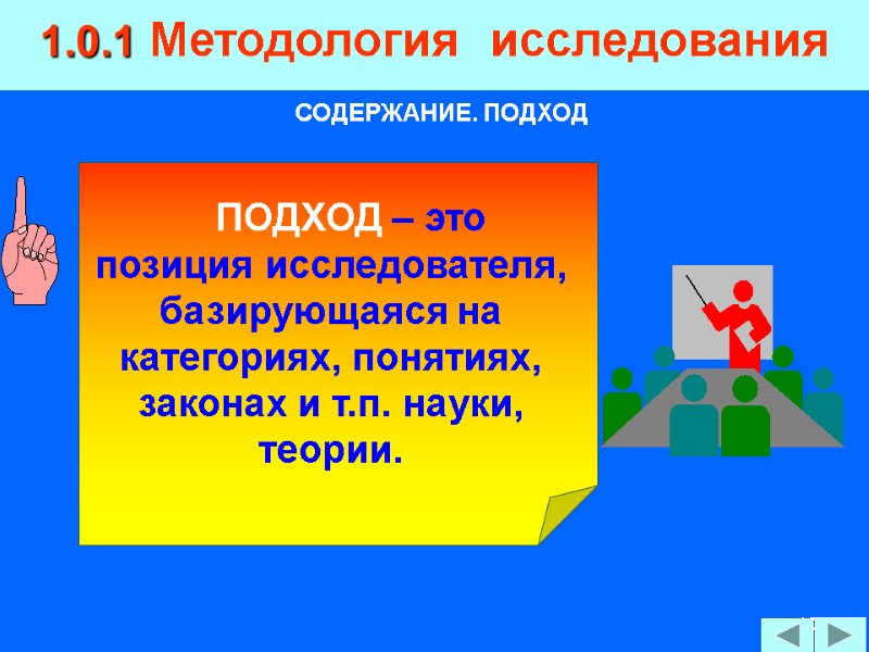 10 1.0.1 Методология  исследования СОДЕРЖАНИЕ. ПОДХОД     ПОДХОД – это